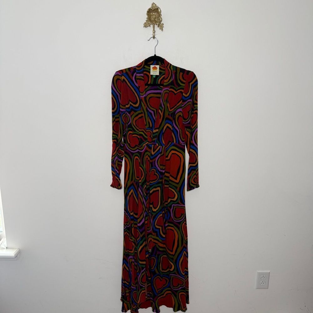 Farm Rio Rainbow Wild Hearts Maxi Dress S